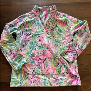 Colorful Floral Quarter-Zip Pullover